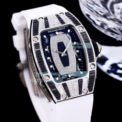 Swiss Quality Replica Richard Mille RM007 Diamond Dial Ladies Watch With White Band